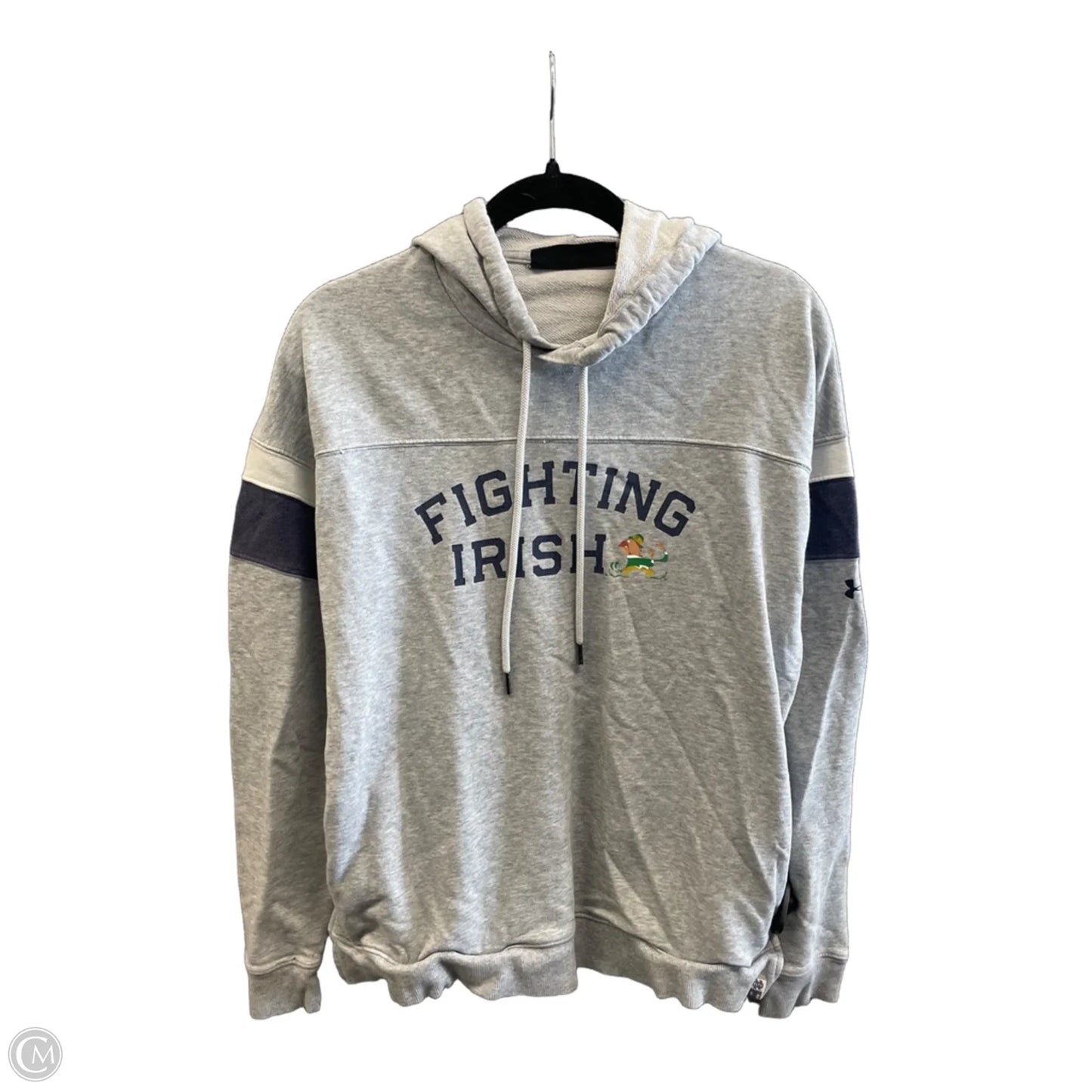 Athletic Top Long Sleeve Hoodie By Under Armour In Grey, Size: M