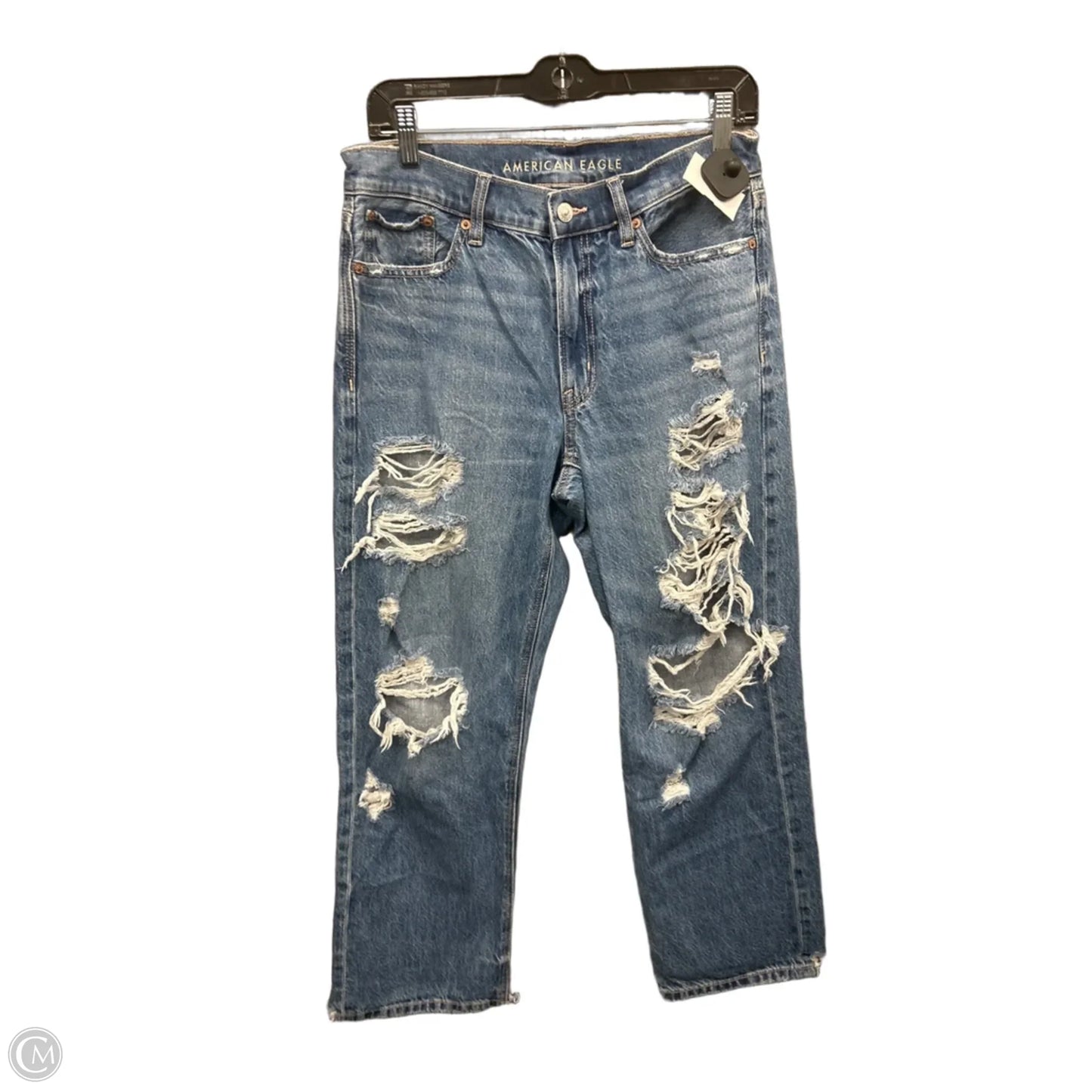 Jeans Straight By American Eagle In Blue Denim, Size: 2