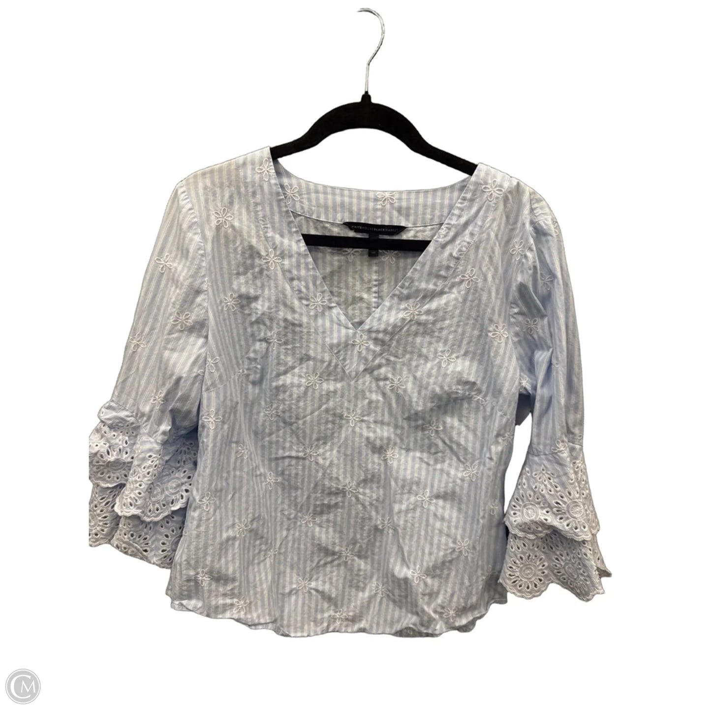 Top Long Sleeve By White House Black Market In Blue & White, Size: M