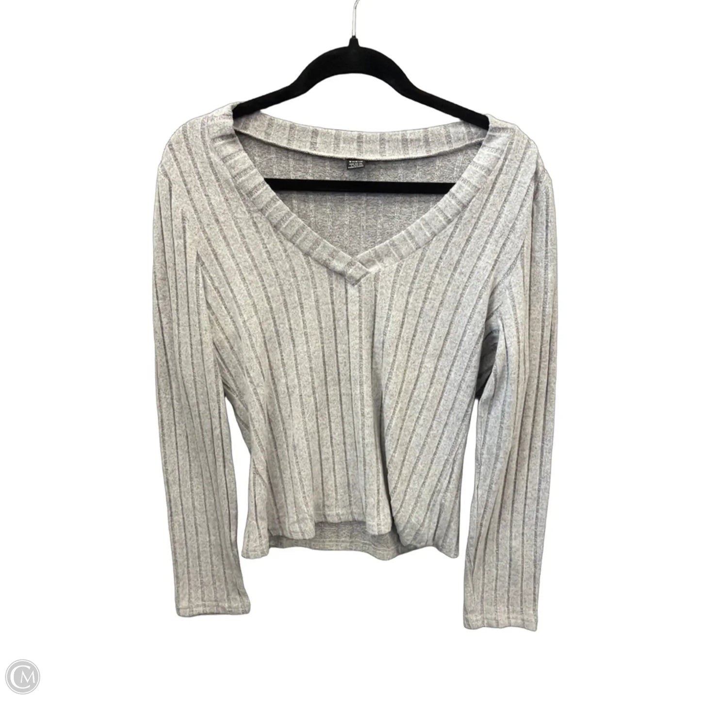 Top Long Sleeve By Shein In Grey, Size: L