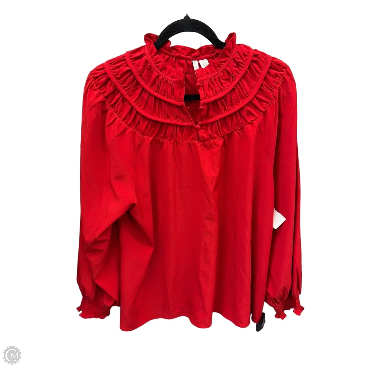 Top Long Sleeve By Cato In Red, Size: L