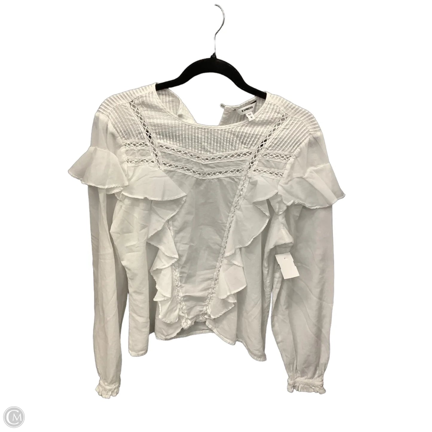Top Long Sleeve By Express In White, Size: L