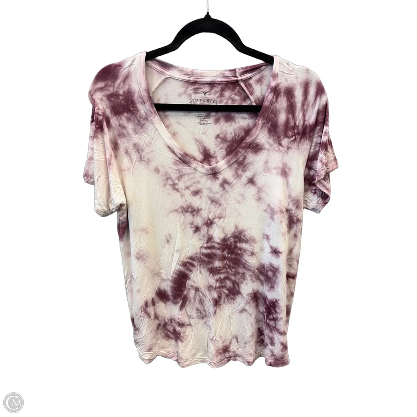 Top Short Sleeve By American Eagle In Tie Dye Print, Size: S