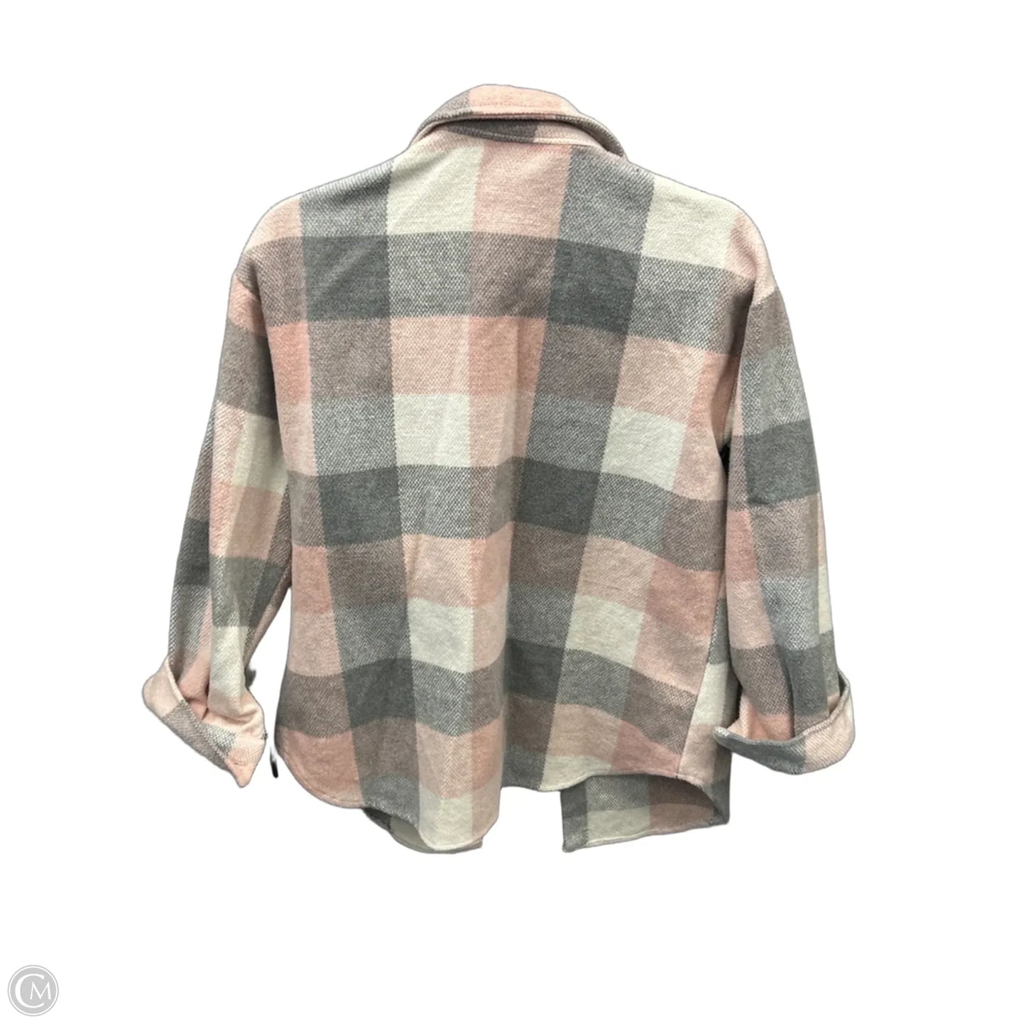 Jacket Shirt By Clothes Mentor In Grey & Pink, Size: S