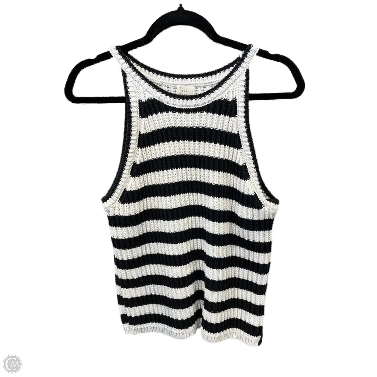 Sweater Short Sleeve By A New Day In Striped Pattern, Size: L