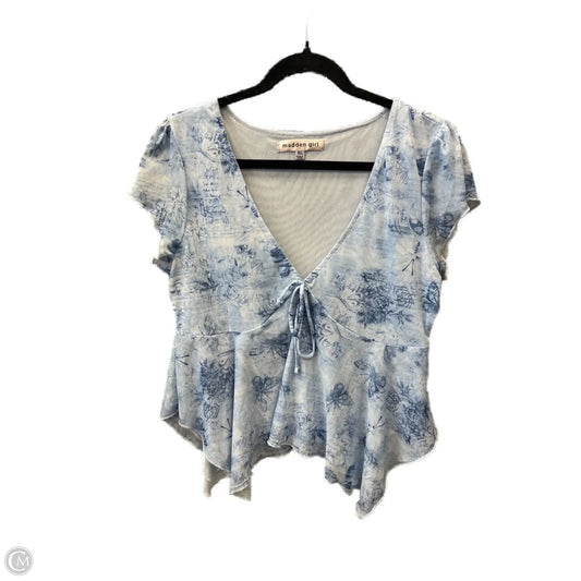Top Short Sleeve By Madden Girl In Blue, Size: Xl