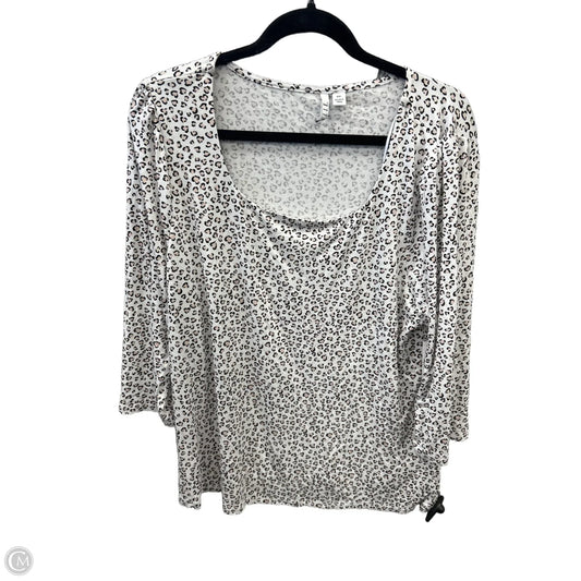 Top Long Sleeve By Elle In Animal Print, Size: Xxl