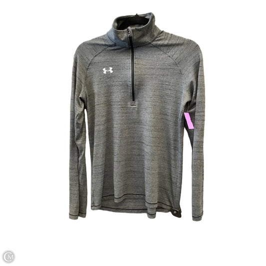 Athletic Top Long Sleeve Collar By Under Armour In Grey, Size: S