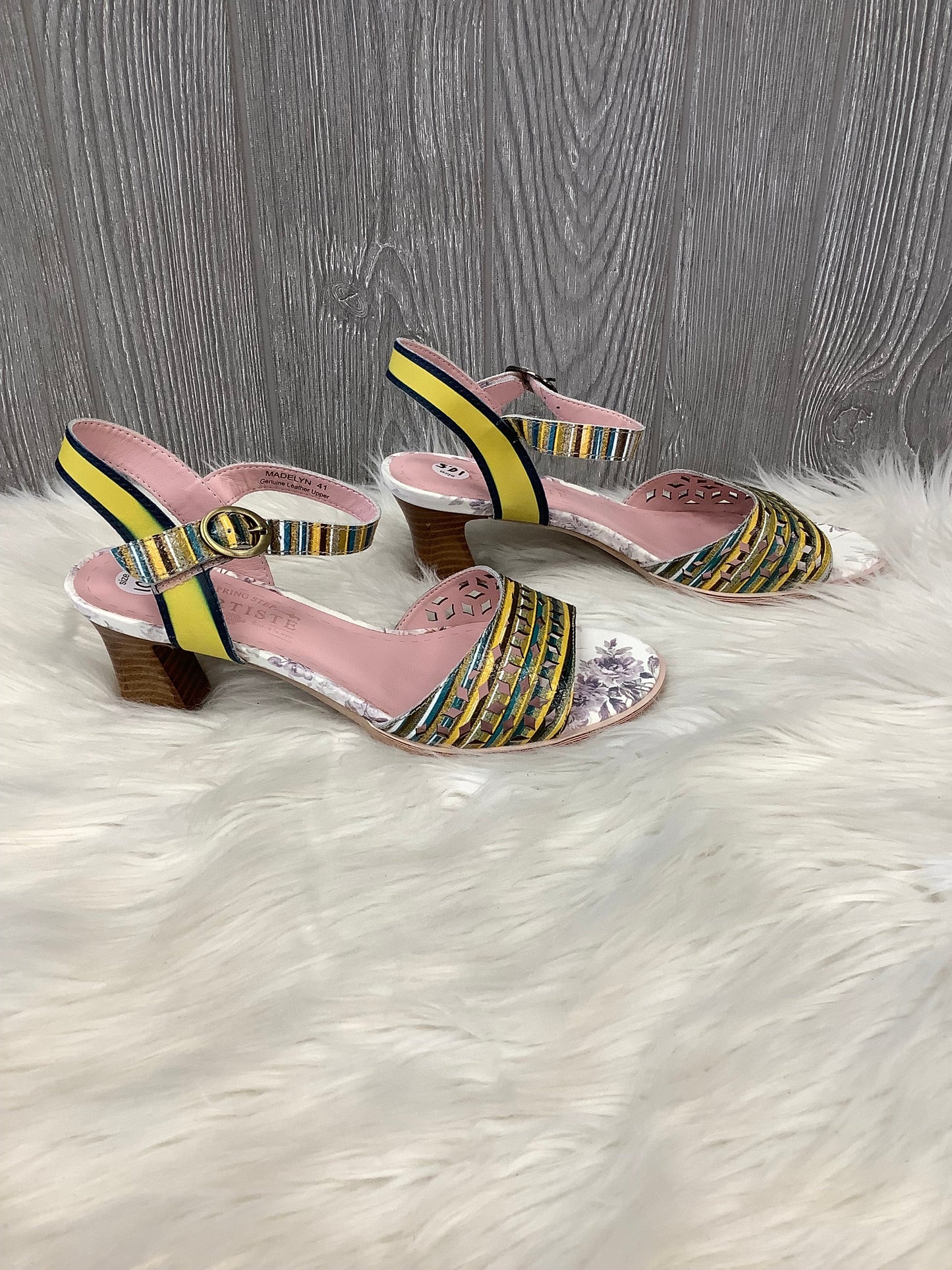 Pink Sandals Heels Block Spring Step, Size 10.5