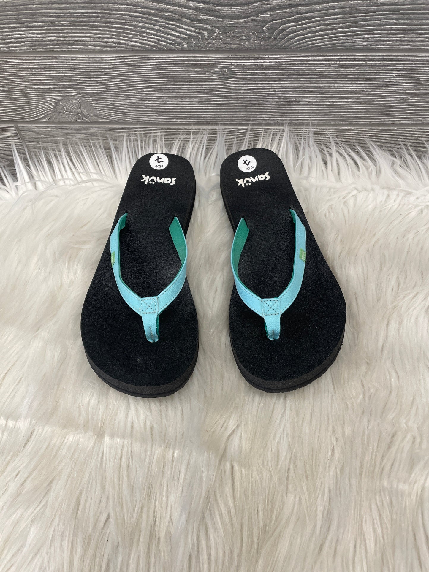 Sandals Flip Flops By Sanuk In Black, Size: 7