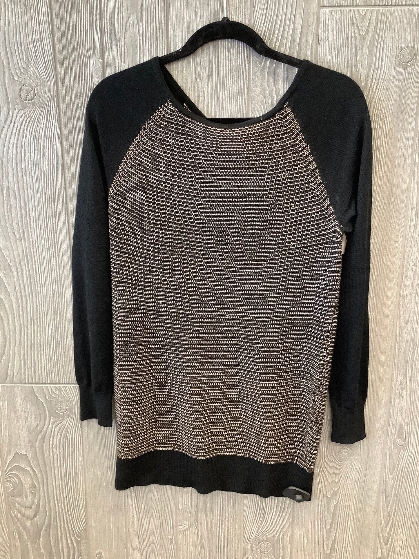 Black & Gold Top Long Sleeve Loft, Size M