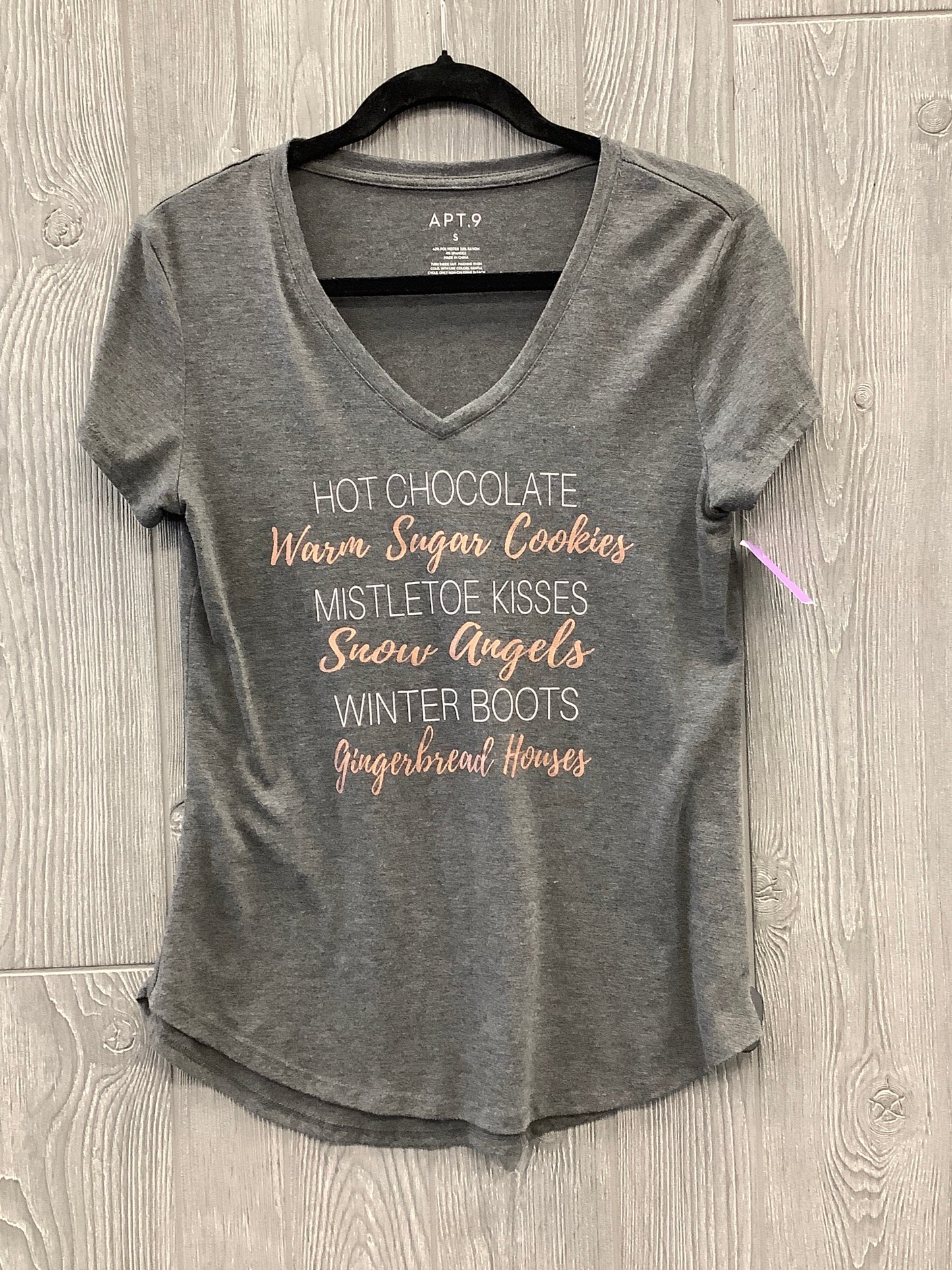 Top Short Sleeve By Apt 9 In Grey, Size: S