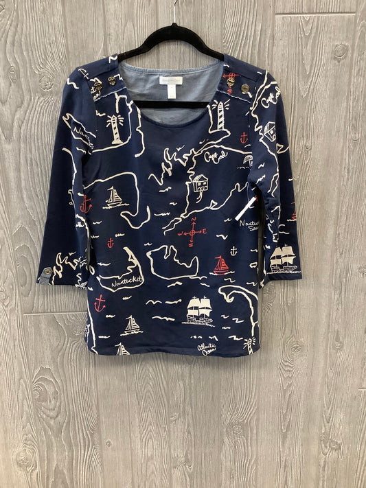Navy Top Long Sleeve Charter Club, Size M