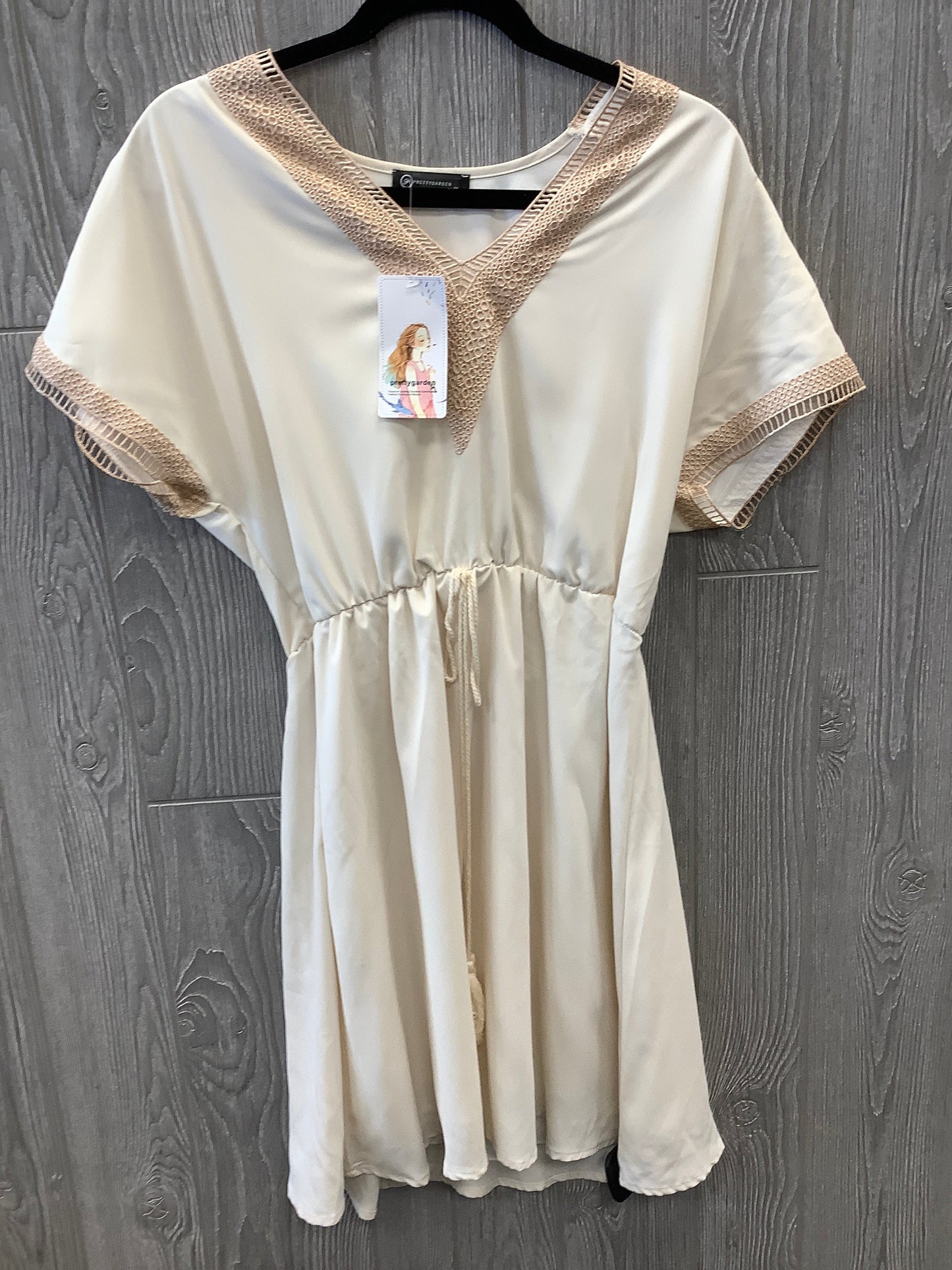 Cream Dress Casual Midi Clothes Mentor, Size M