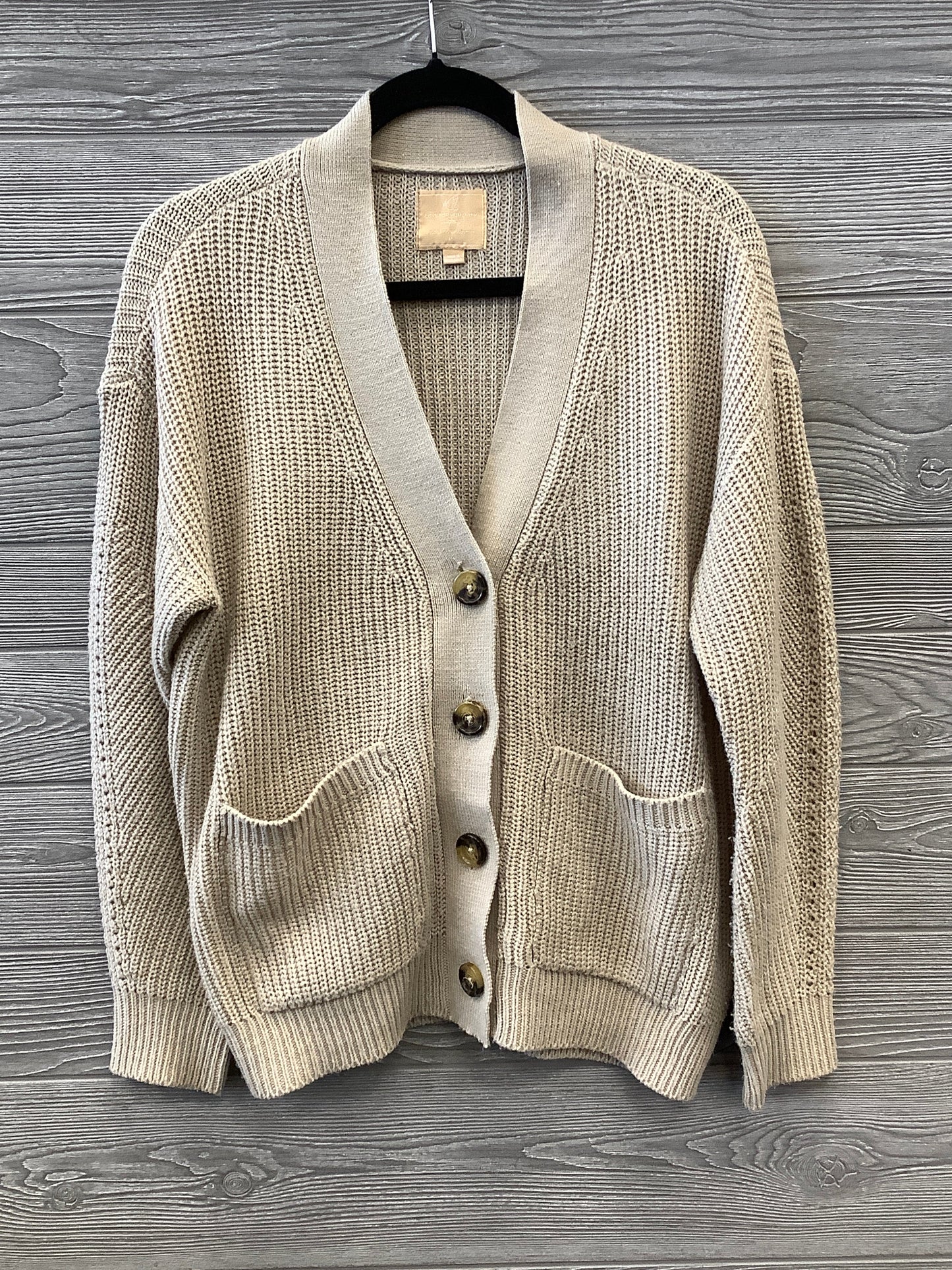 Sweater Cardigan By Clothes Mentor In Tan, Size: M