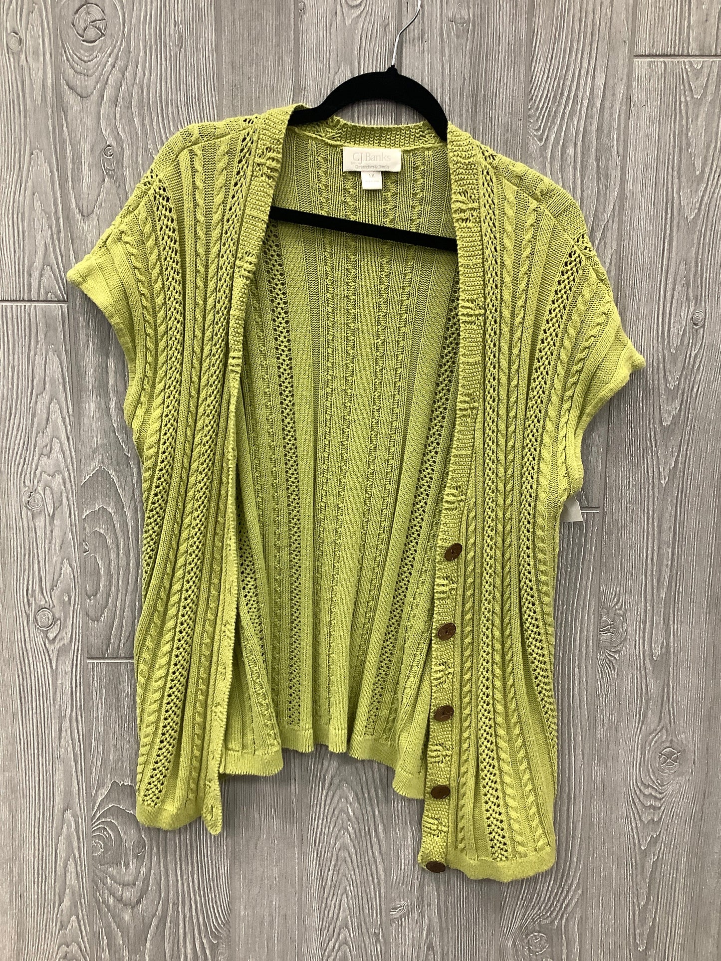 Sweater Cardigan By Cj Banks In Green, Size: 1x