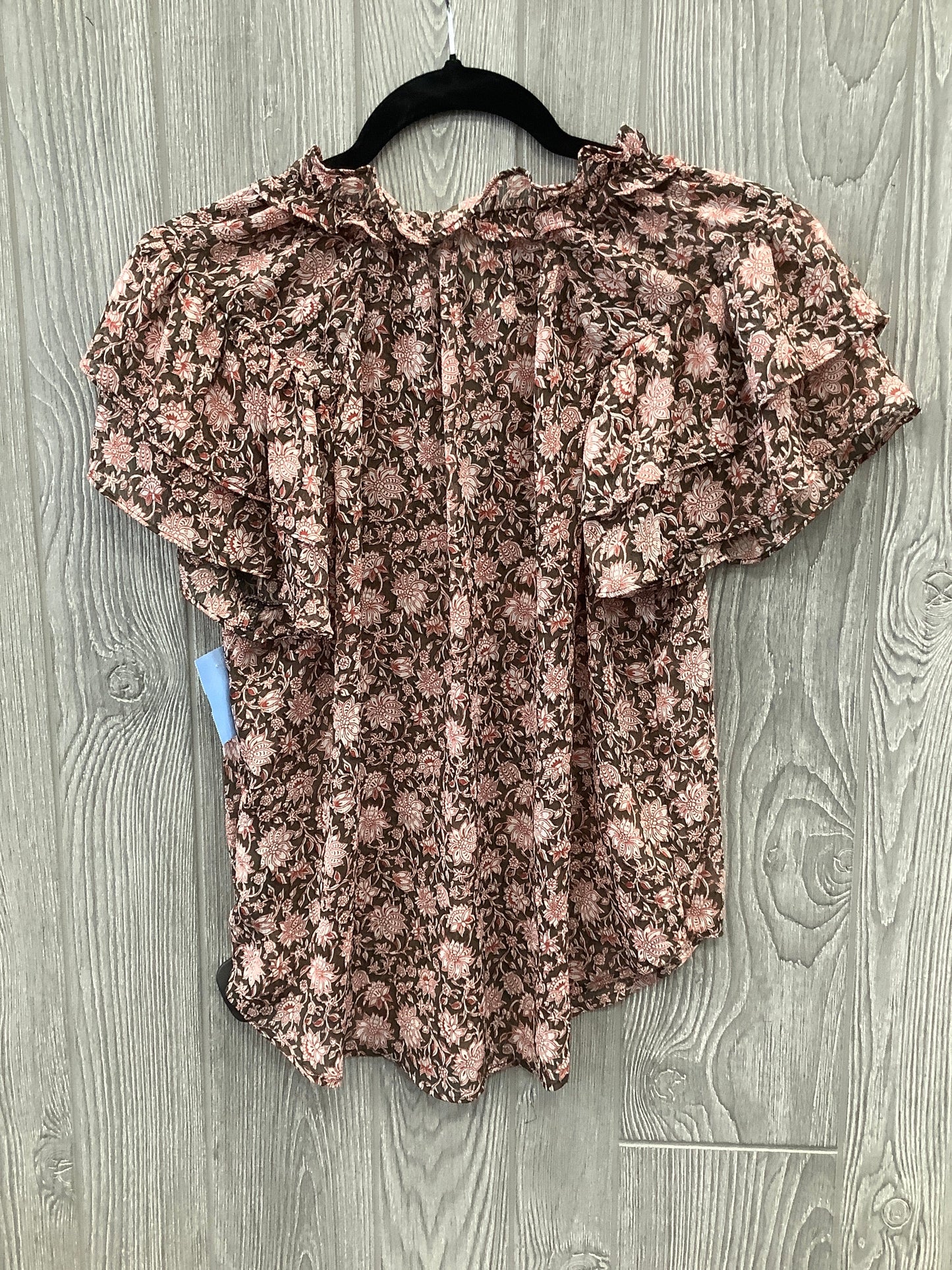 Top Short Sleeve By Anthropologie In Brown & Orange, Size: M