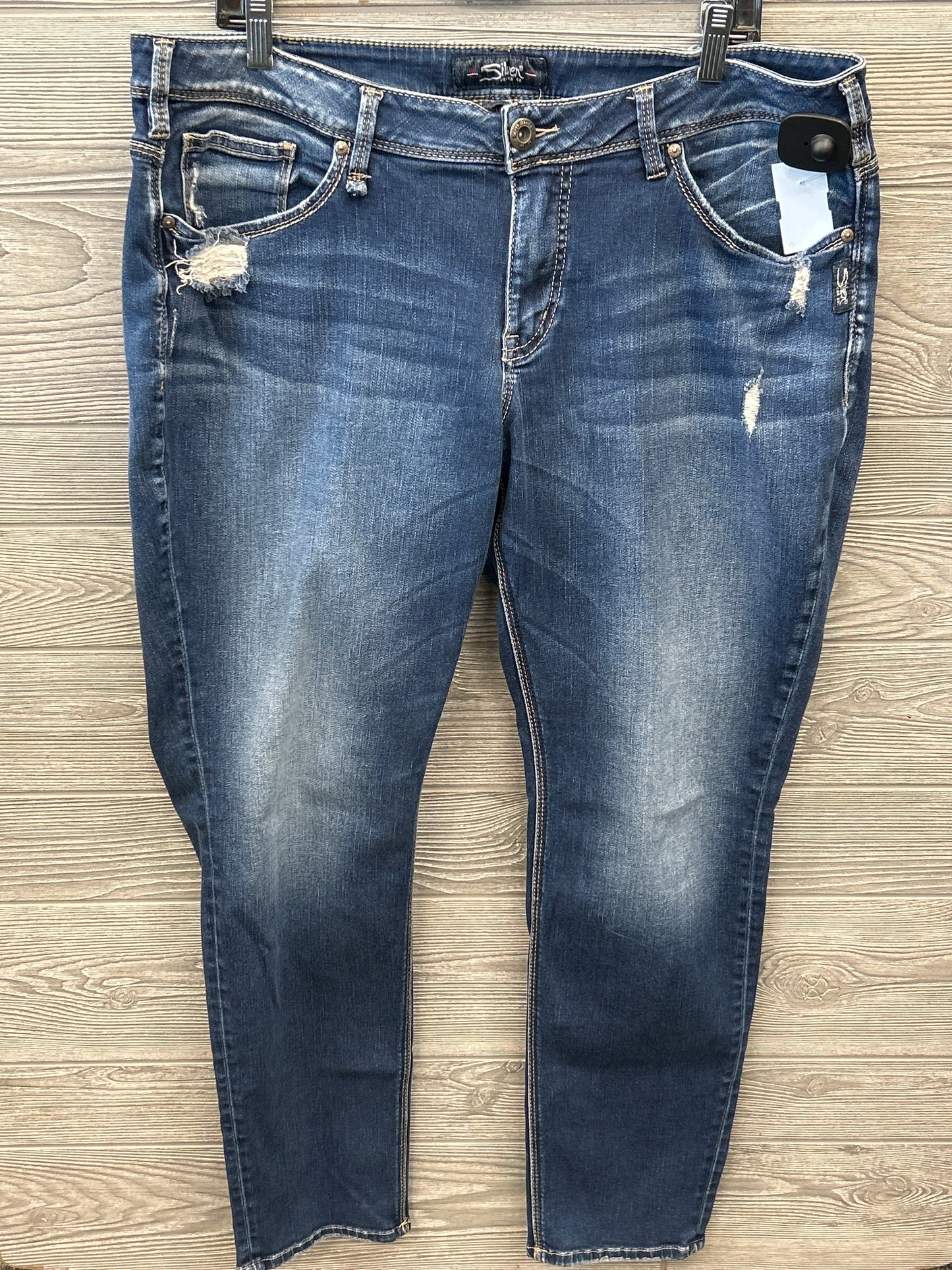 Jeans Skinny By Silver In Blue Denim, Size: 18