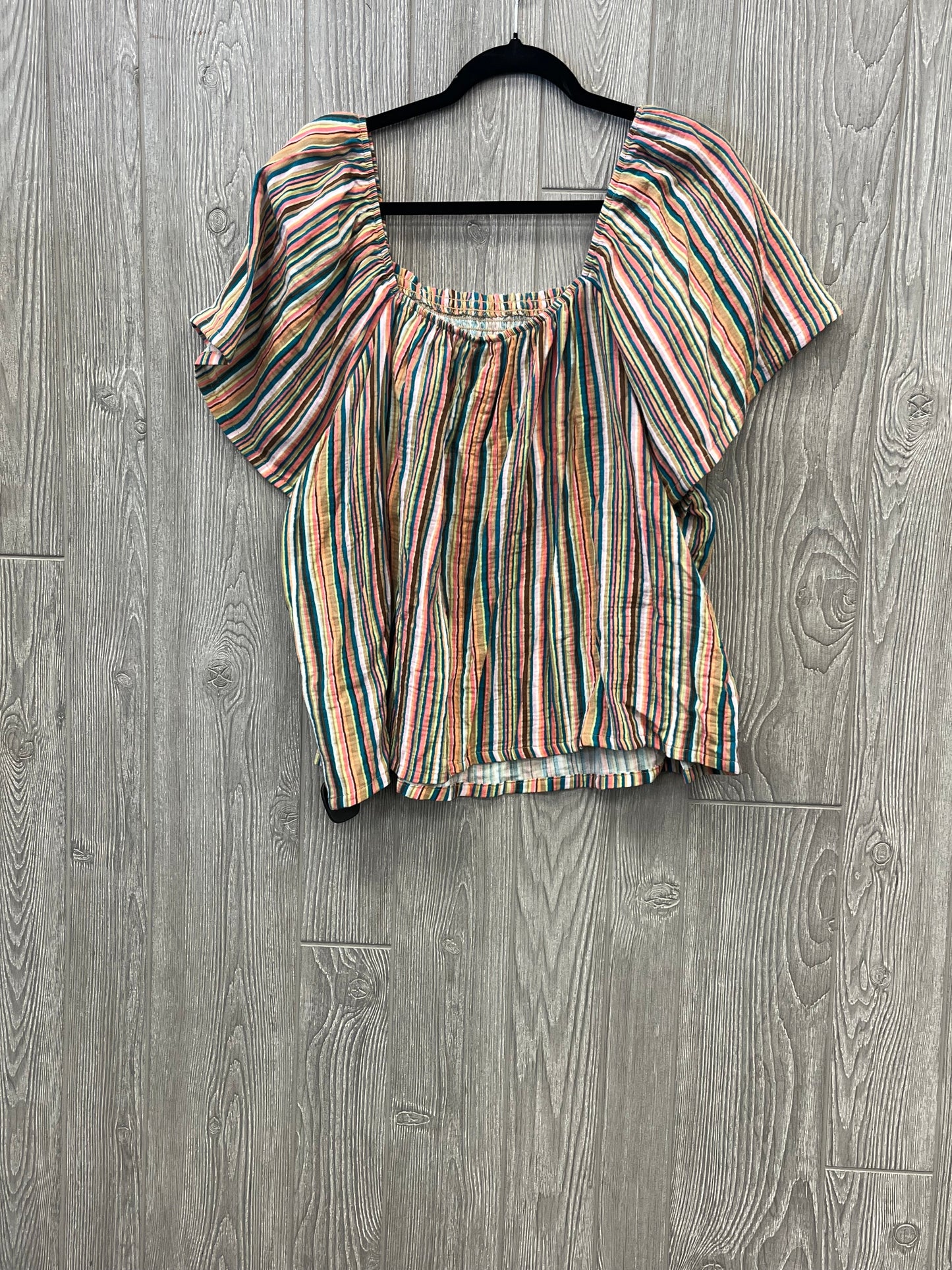 Top Short Sleeve By Joyspun In Striped Pattern, Size: 3x