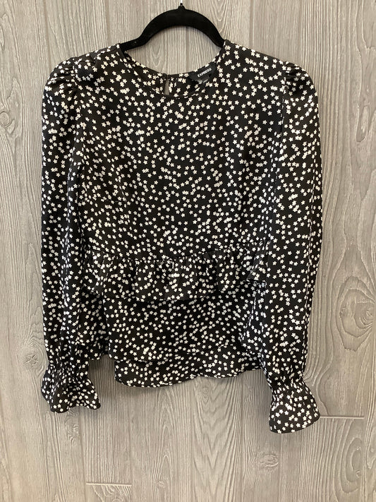 Top Long Sleeve By Express In Black & White, Size: S