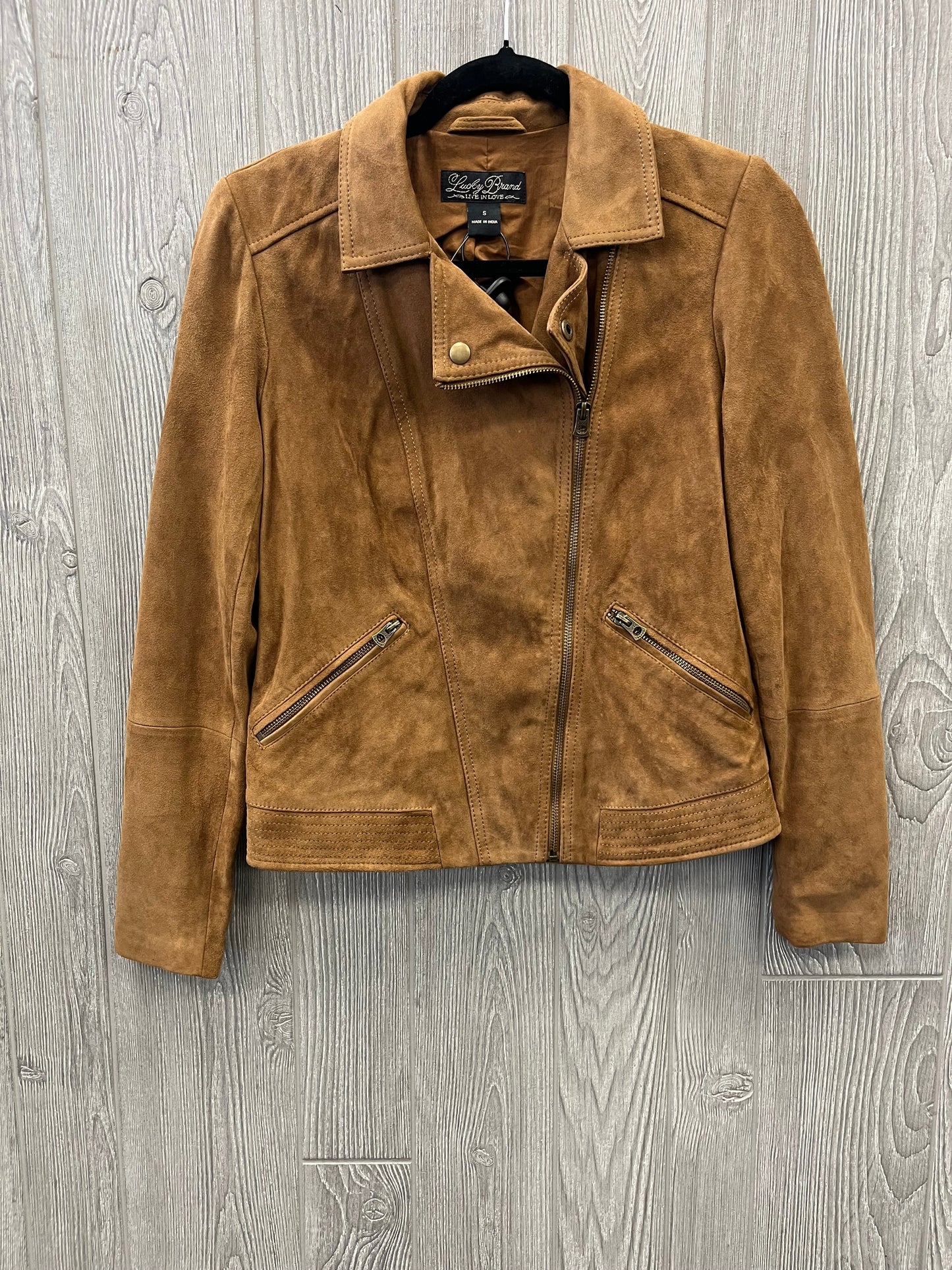 Jacket Moto By Lucky Brand In Brown, Size: S