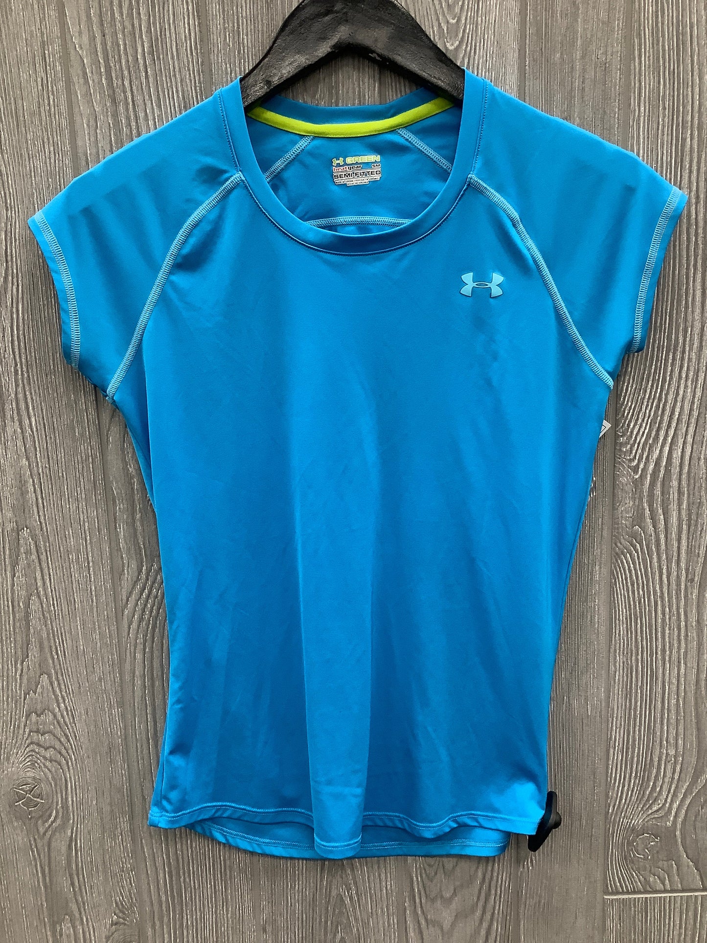 Athletic Top Short Sleeve By Under Armour In Blue, Size: S