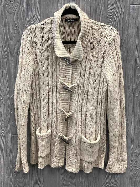 Sweater Cardigan By Relativity In Beige, Size: Xl