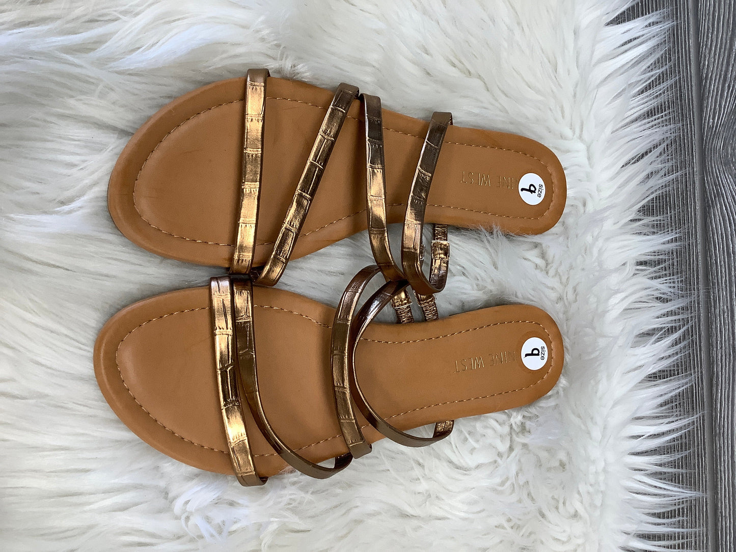 Brown Sandals Flats Nine West, Size 9