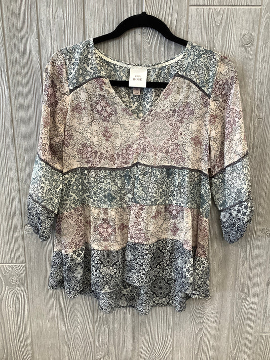 Multi-colored Top 3/4 Sleeve Knox Rose, Size Xs