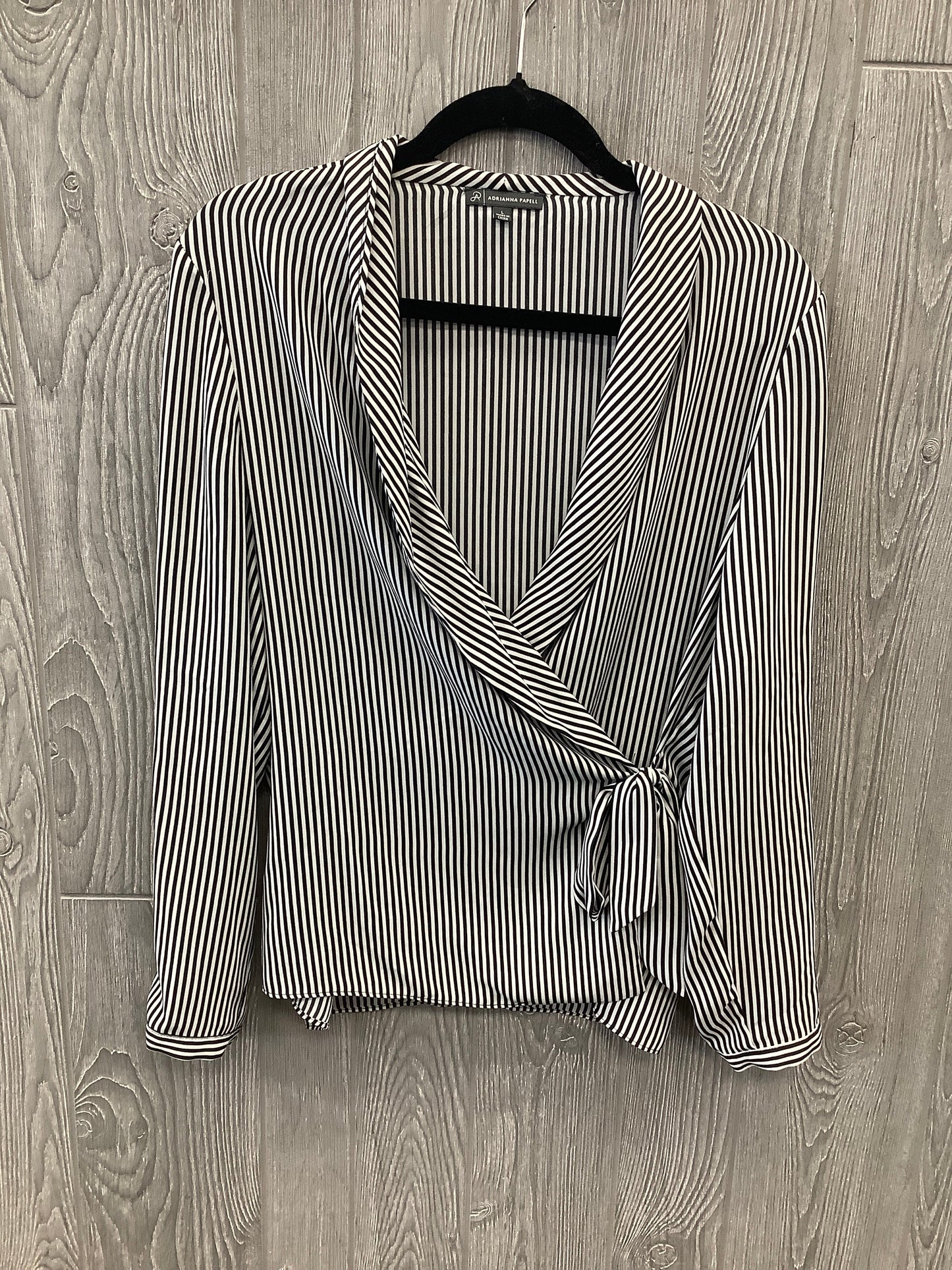 Striped Pattern Top Long Sleeve Adrianna Papell, Size L