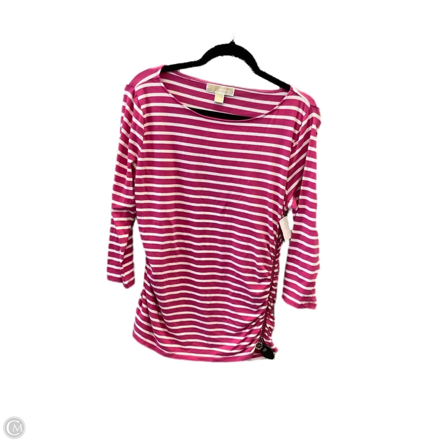 Top Long Sleeve By Michael By Michael Kors In Pink & White, Size: Xl