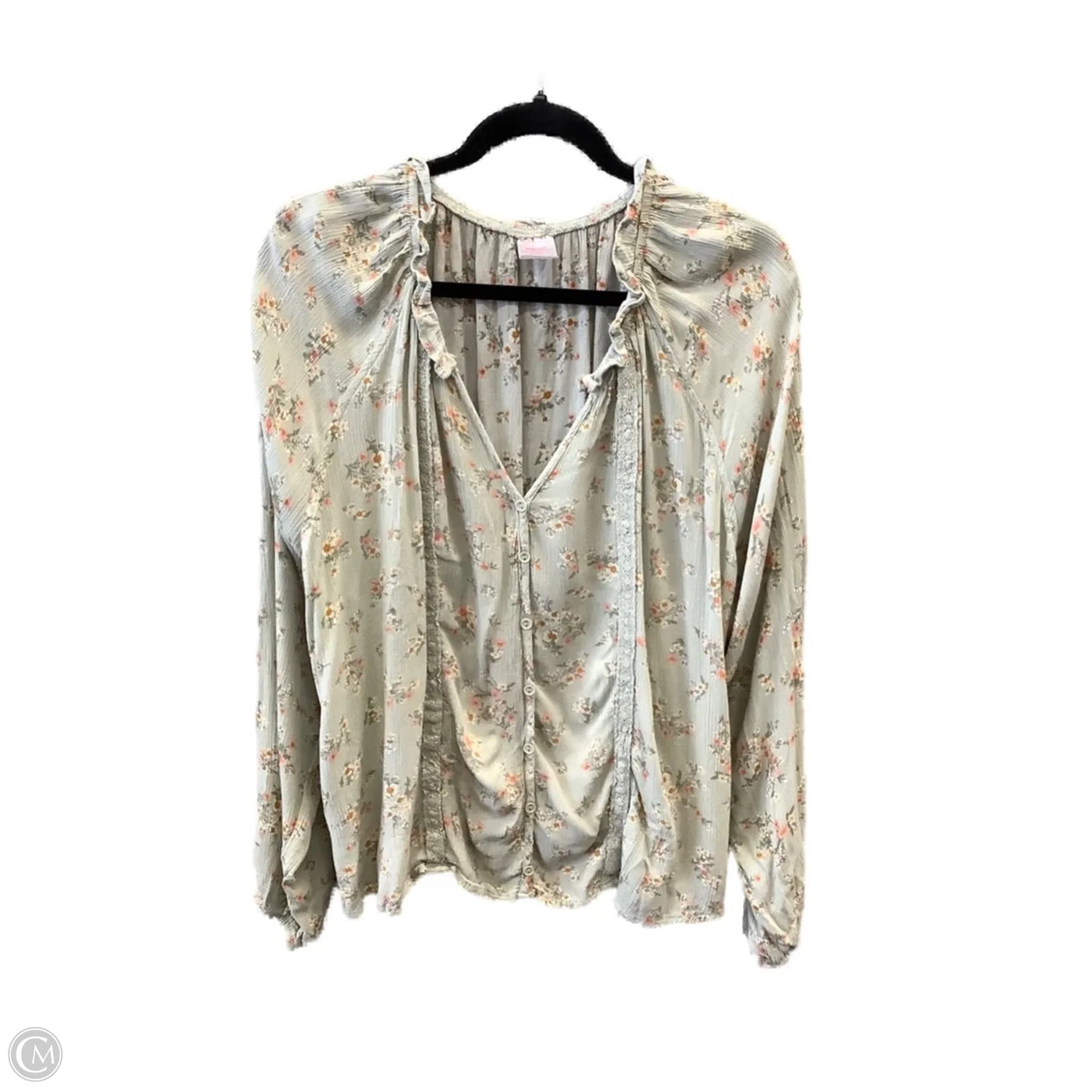 Top Long Sleeve By No Boundaries In Green, Size: 3x