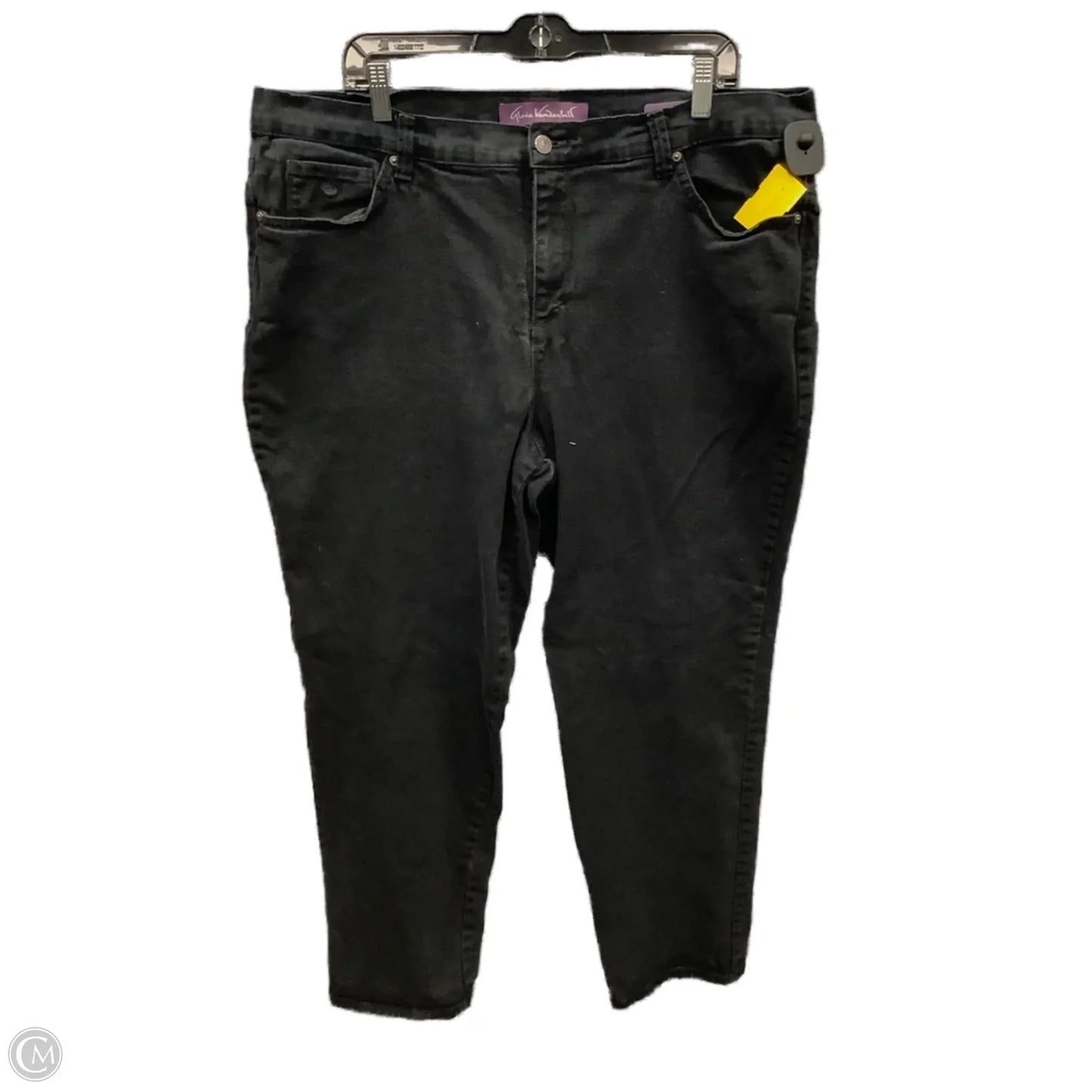 Jeans Straight By Gloria Vanderbilt In Black Denim, Size: 18