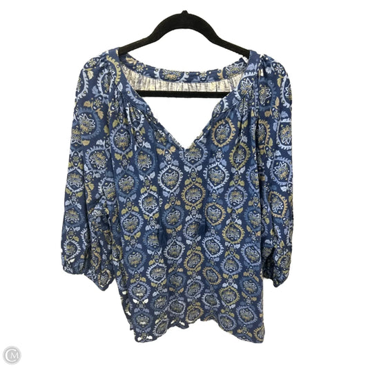 Top Long Sleeve By Croft And Barrow In Blue, Size: 3x