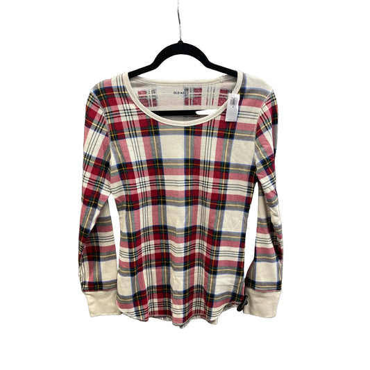 Top Long Sleeve By Old Navy In Plaid Pattern, Size: M