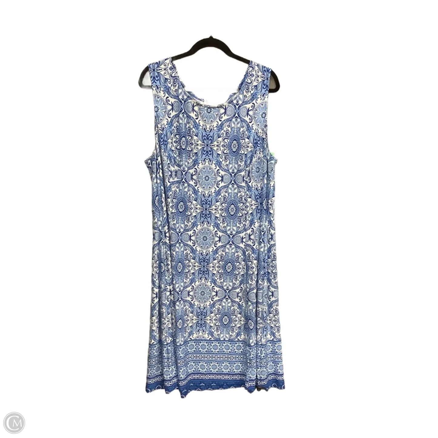 Dress Casual Midi By Dannyandnicole In Blue & White, Size: 3x