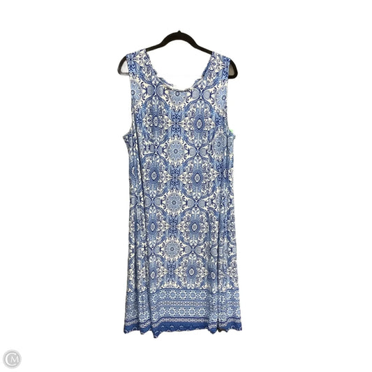 Dress Casual Midi By Dannyandnicole In Blue & White, Size: 3x