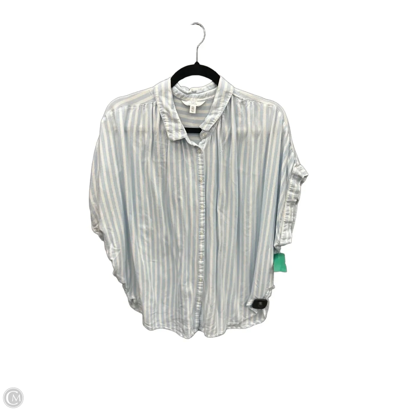 Top Short Sleeve By Time And Tru In Blue & White, Size: Xxl
