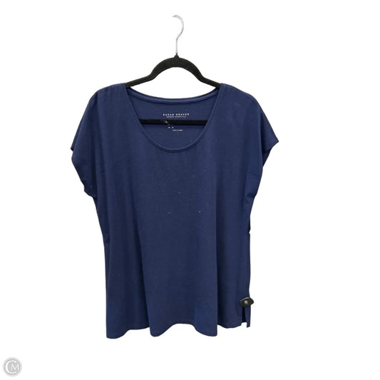 Top Short Sleeve Basic By Susan Graver In Navy, Size: L