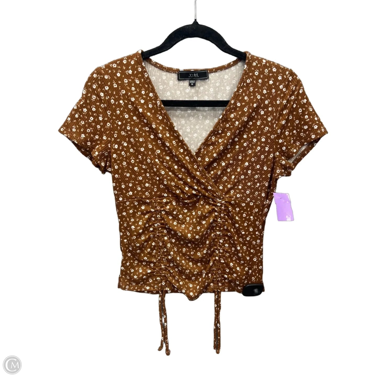 Top Short Sleeve By Vibe In Brown, Size: M