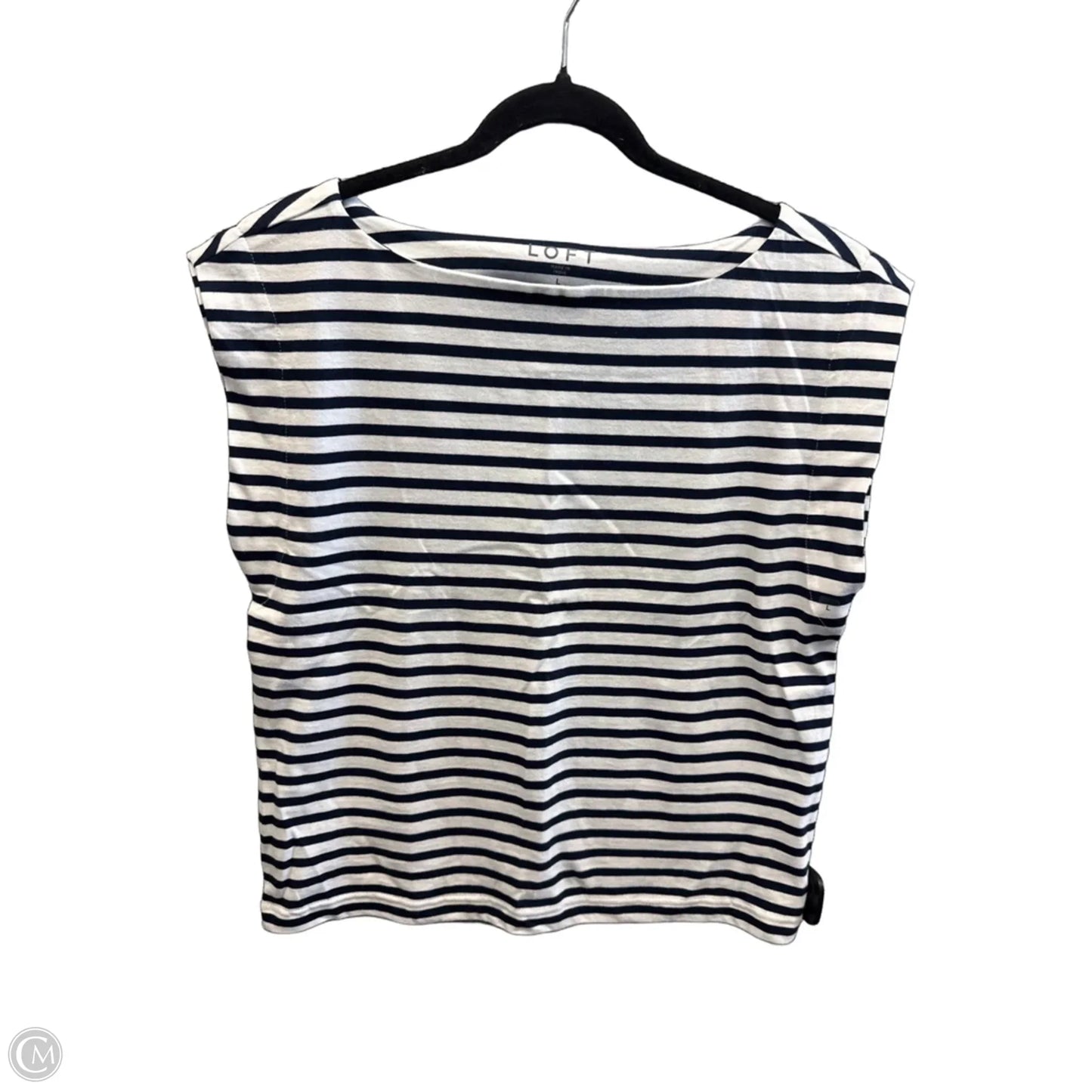 Top Short Sleeve By Loft In Striped Pattern, Size: L
