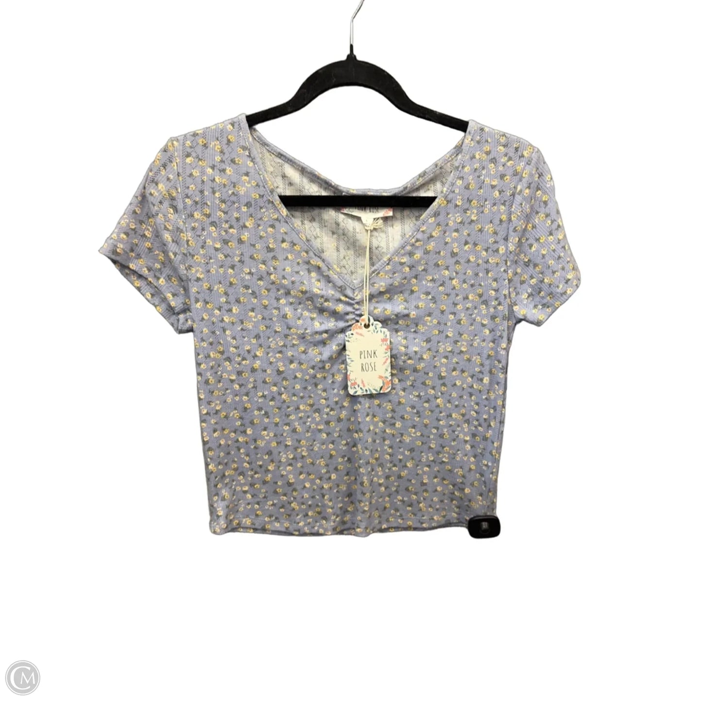 Top Short Sleeve By Pink Rose In Blue, Size: L
