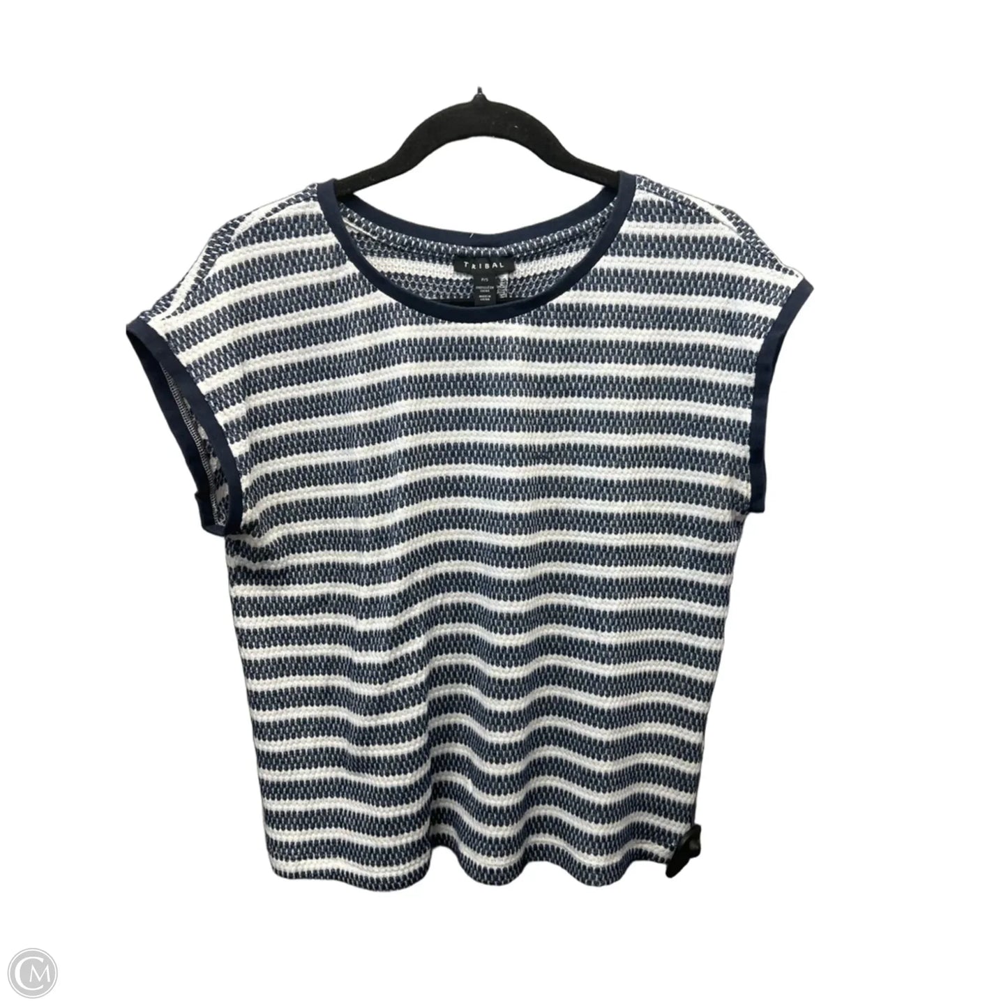 Top Short Sleeve By Tribal In Striped Pattern, Size: S
