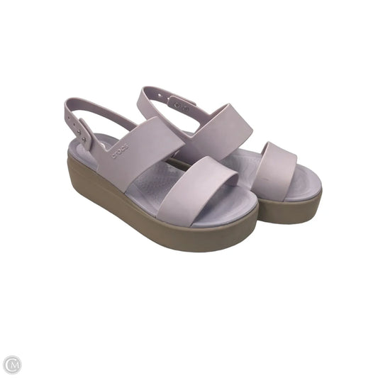 Sandals Heels Platform By Crocs In Purple, Size: 6
