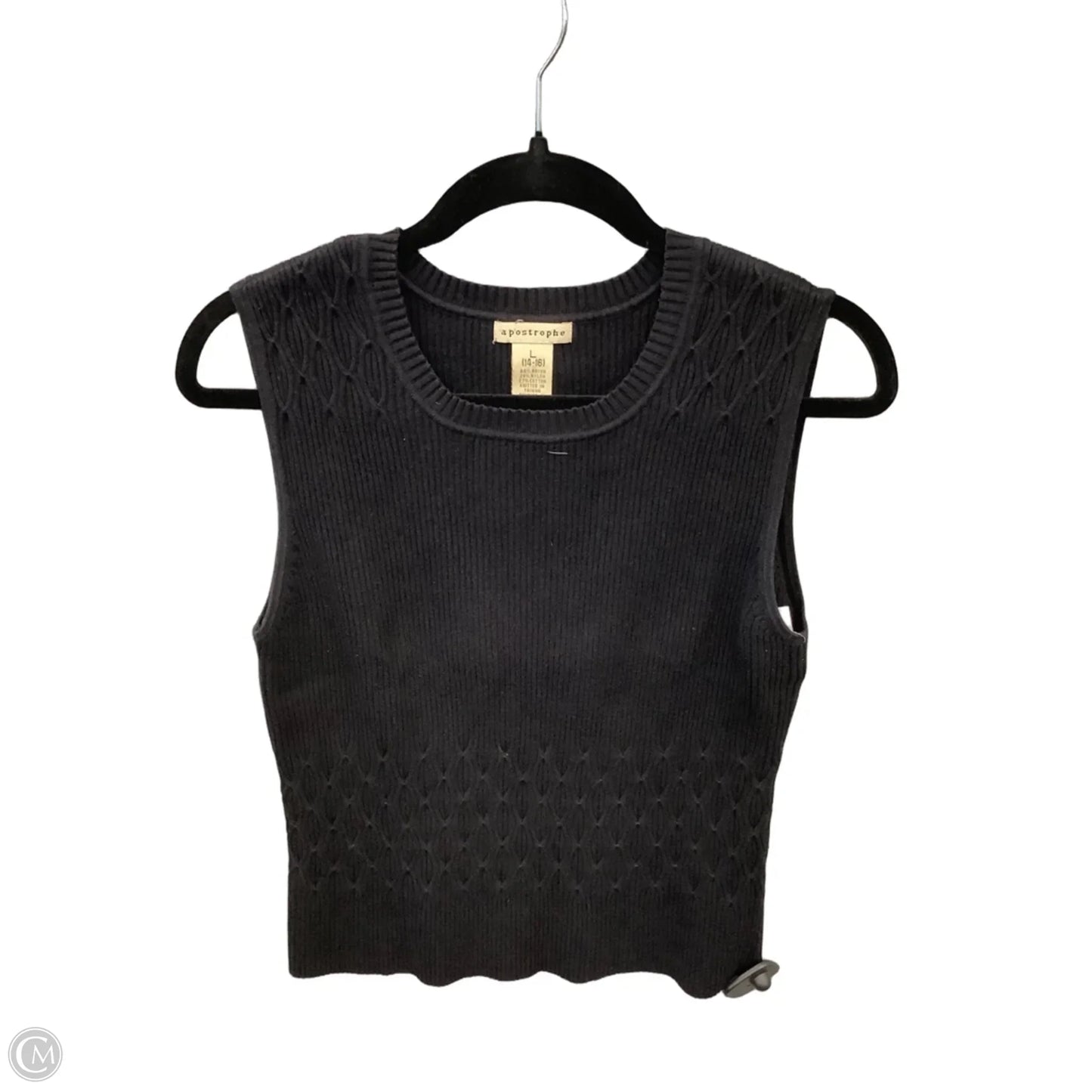 Vest Sweater By Apostrophe In Black, Size: L