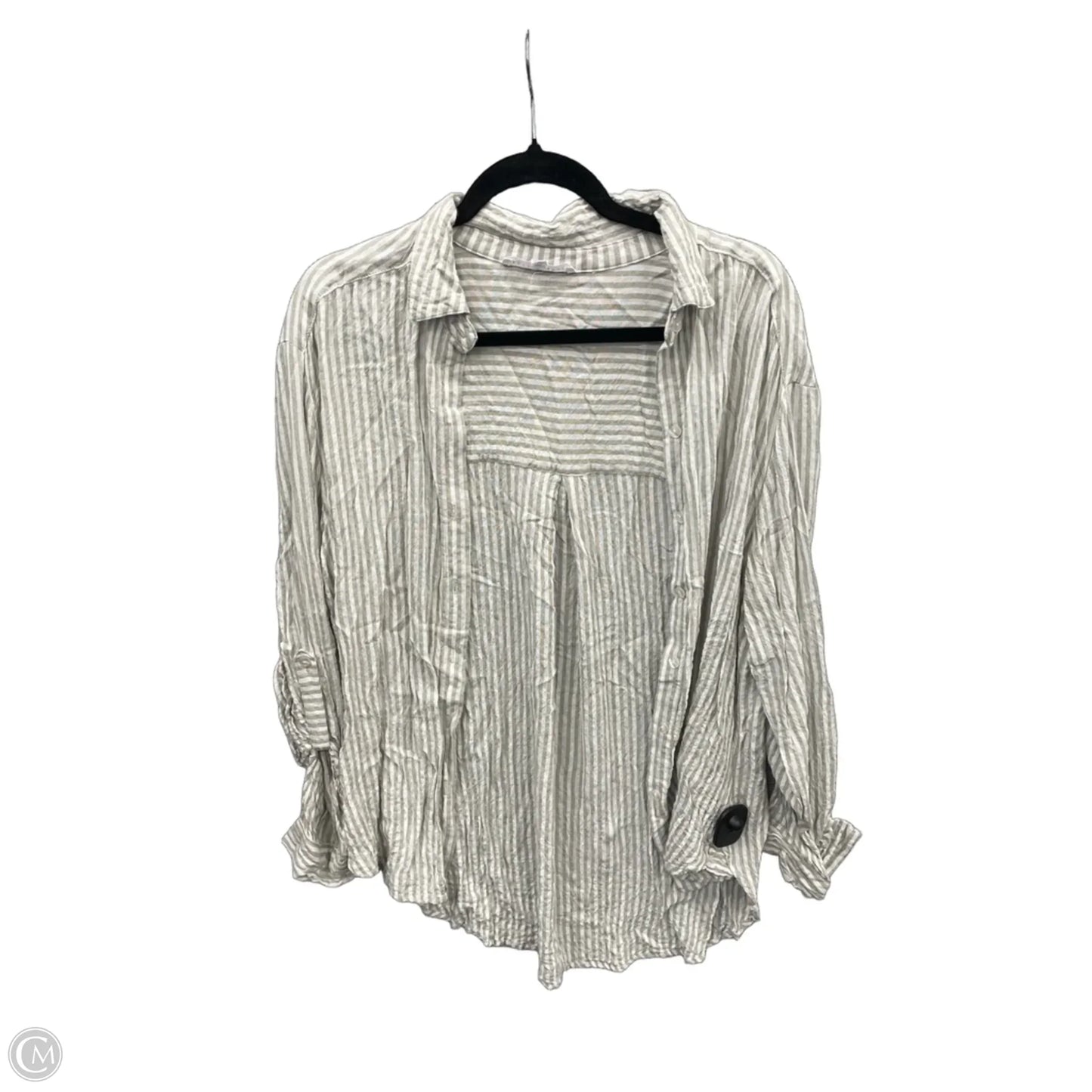 Top Long Sleeve By Jane And Delancey In Green & White, Size: S