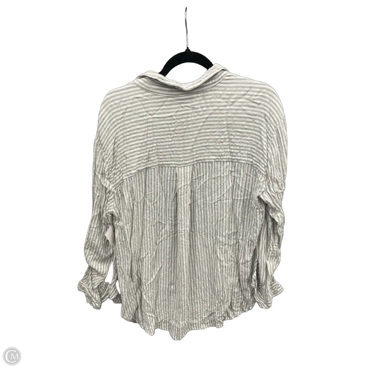 Top Long Sleeve By Jane And Delancey In Green & White, Size: S