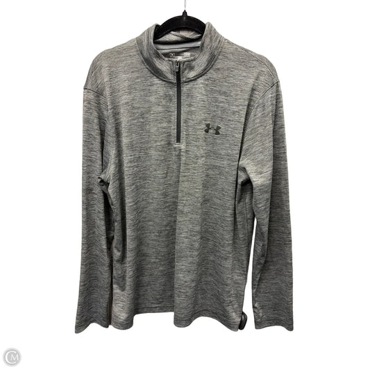 Athletic Top Long Sleeve Collar By Under Armour In Grey, Size: L