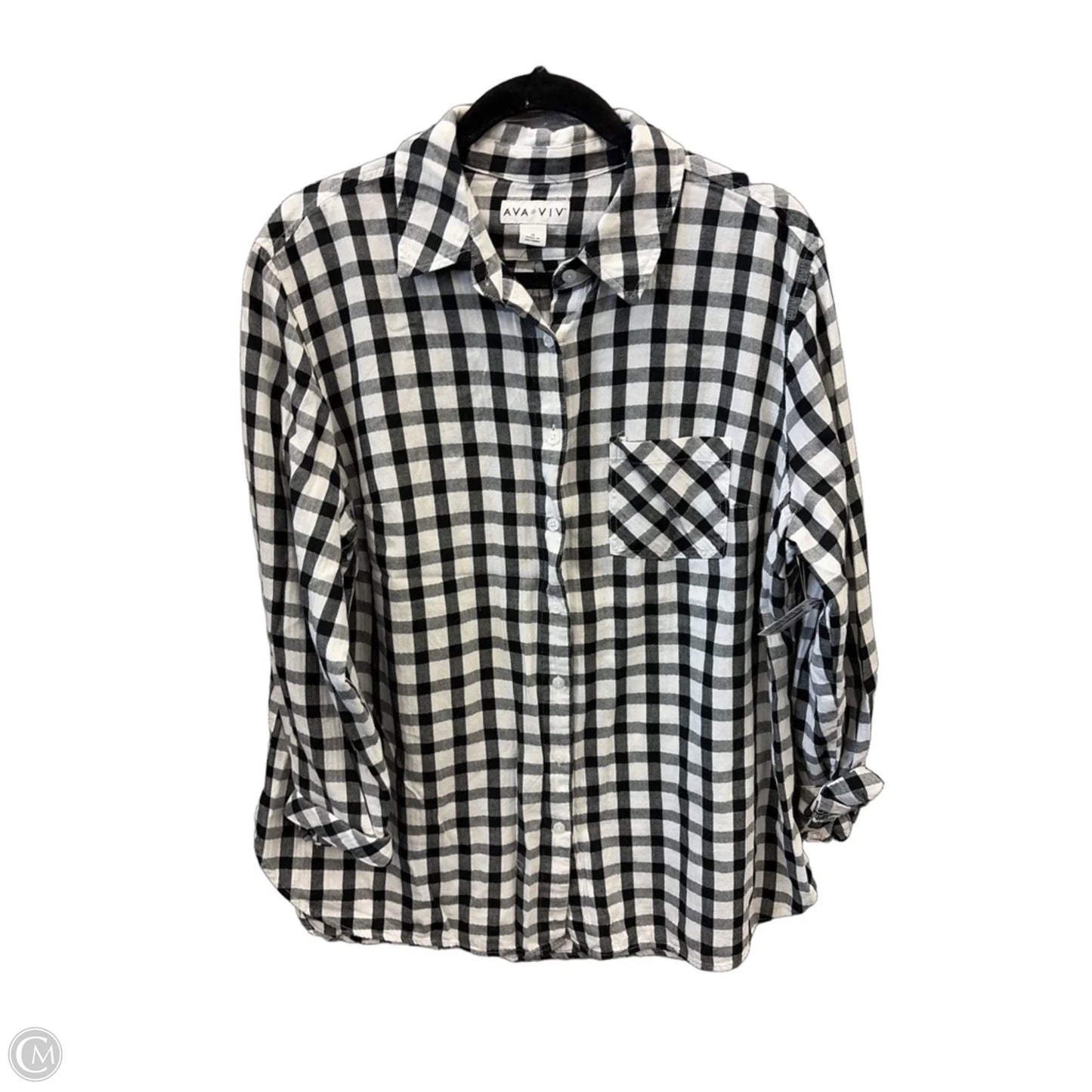 Top Long Sleeve By Ava & Viv In Plaid Pattern, Size: 1x