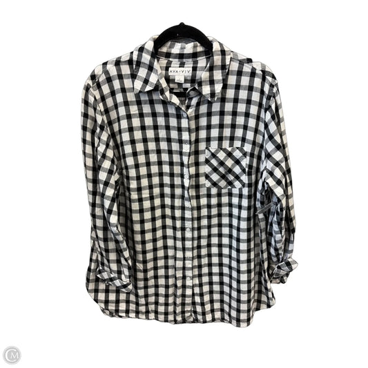Top Long Sleeve By Ava & Viv In Plaid Pattern, Size: 1x